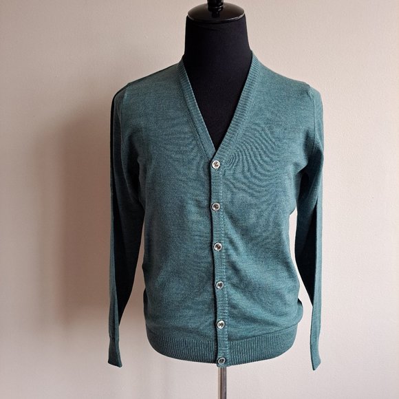 NEW Stenströms Men's Green Merino Wool Cardigan Size M